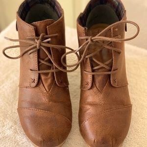 Maurice’s Cognac Wedge Booties